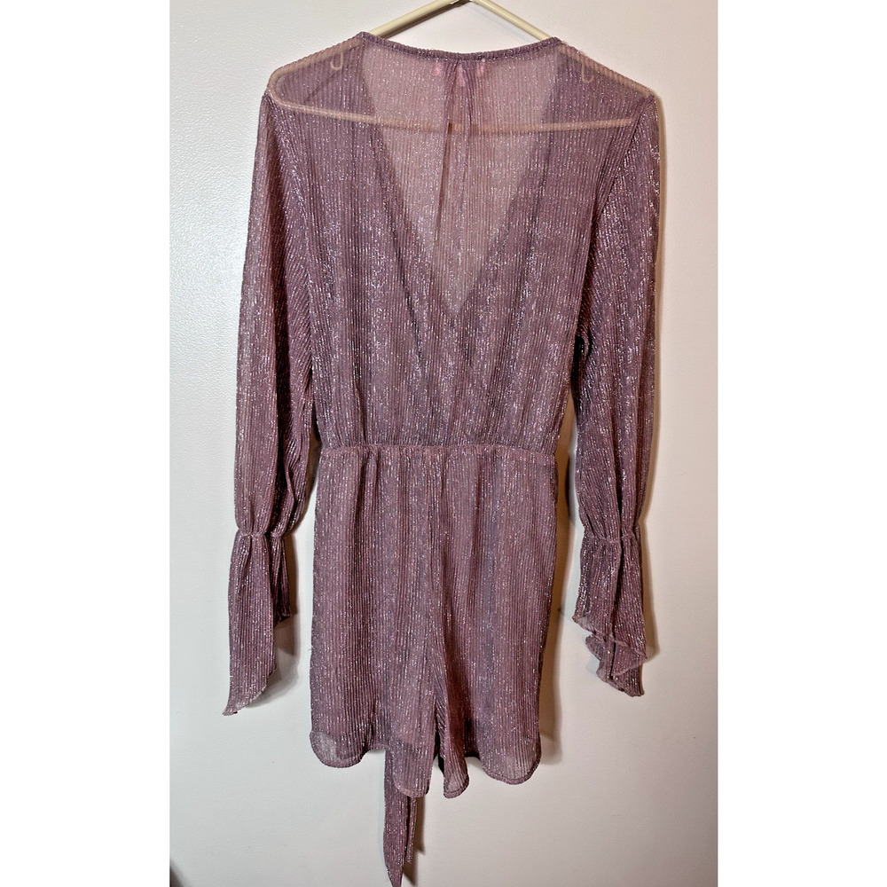 Paradiso Romper Womens Large Pink Shimmer Pockets Balloon Tie Retrofete Inspired - Picture 2 of 10